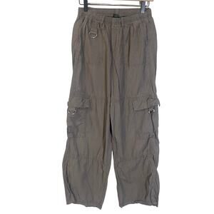 Wild Fable Pewter Gray Wide Leg Relaxed Cargo Pants Elastic Waist Sz S